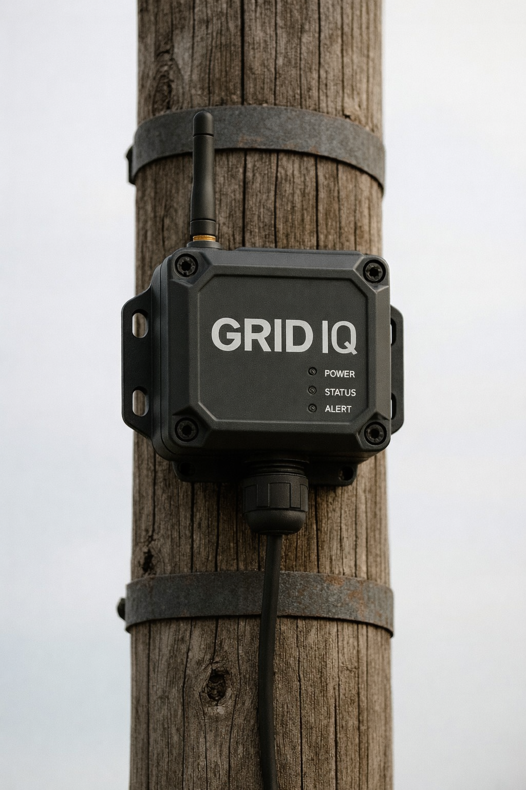 GridIQ sensor device mounted on utility pole